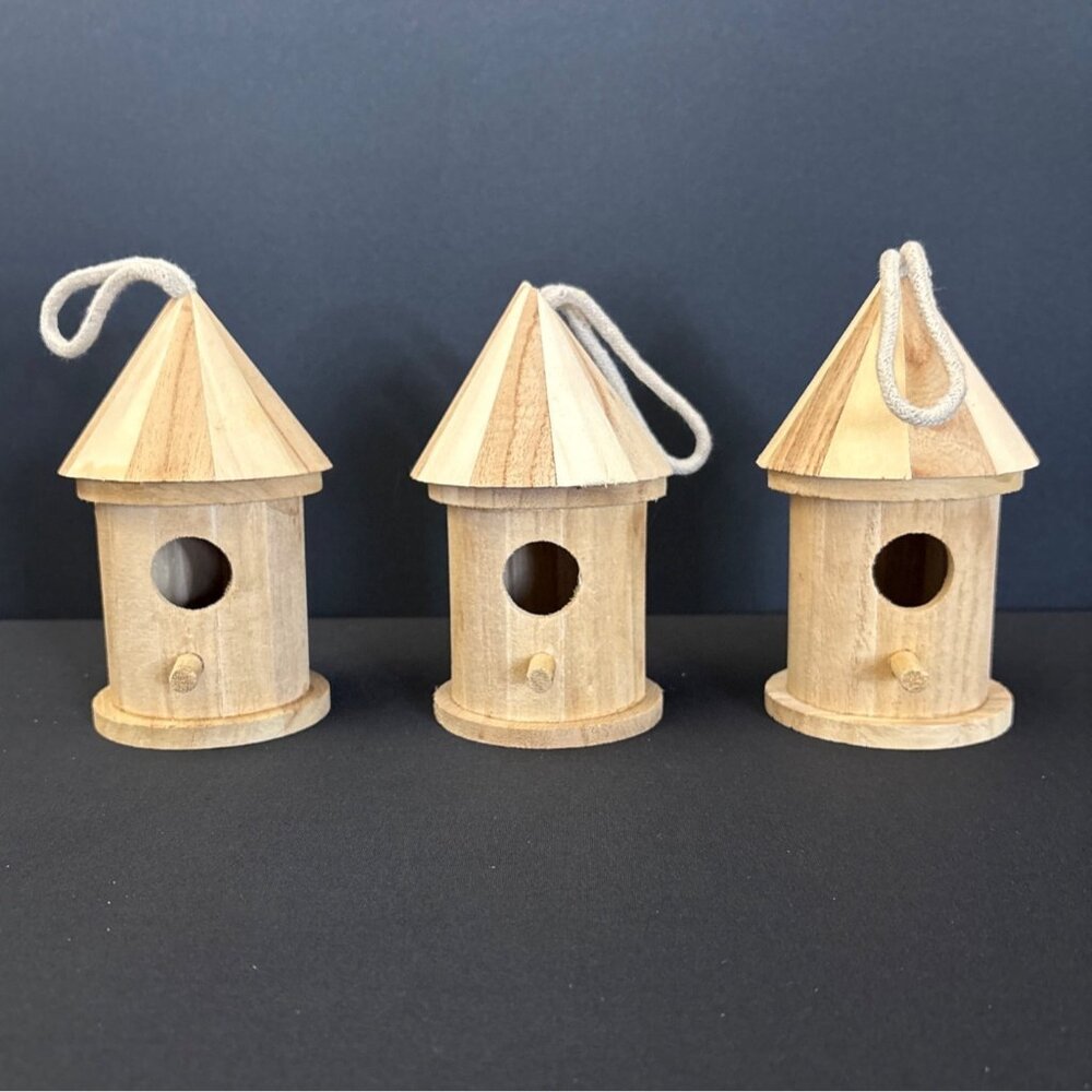 Birdhouse Ornaments Bird House Mini Wooden Hanging Wood Crafts Home Decor Gazebo - Picture 4 of 13